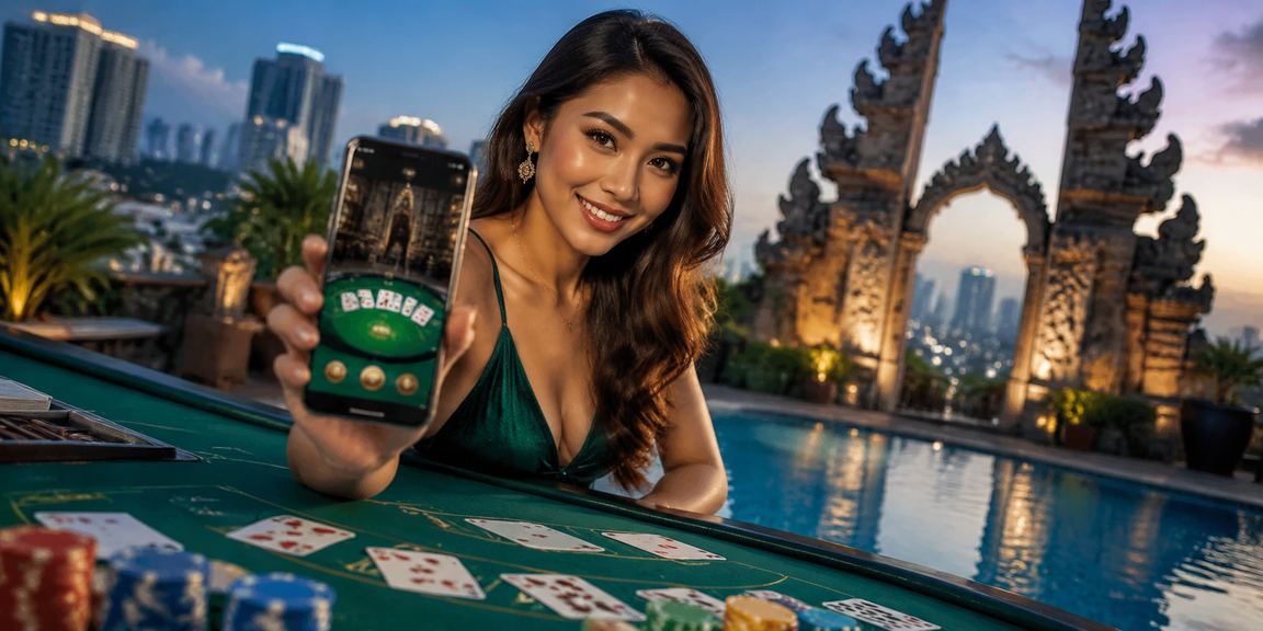 Model Vietnam bermain baccarat casino live dengan suasana elegan di meja hijau