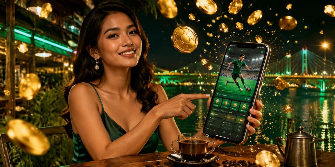 Pengguna mengakses tips taruhan lewat ponsel di kedai kopi